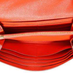 Hermes Tangerine Shiny Alligator Leather Classic Kelly Wallet