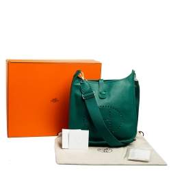 Pre Owned Hermes Vert Bengale Epsom Leather Evelyne III GM Bag