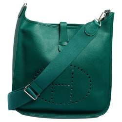 Pre Owned Hermes Vert Bengale Epsom Leather Evelyne III GM Bag
