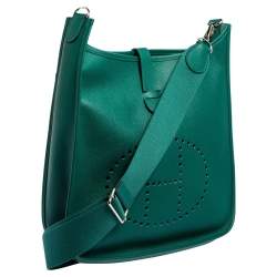 Pre Owned Hermes Vert Bengale Epsom Leather Evelyne III GM Bag