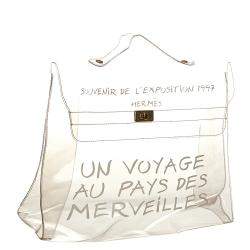 Pre Owned Hermes White Vinyl Kelly Tote Bag
