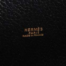 Pre Owned Hermes Black/Natural Ardennes and Chamonix Gold Plated Kelly Sport Bag