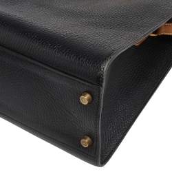 Pre Owned Hermes Black/Natural Ardennes and Chamonix Gold Plated Kelly Sport Bag