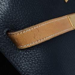 Pre Owned Hermes Black/Natural Ardennes and Chamonix Gold Plated Kelly Sport Bag