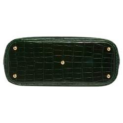 Pre Owned Hermes Vert Fonce Crocodile Porosus Gold Plated Bolide 35 Bag