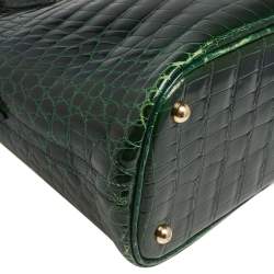 Pre Owned Hermes Vert Fonce Crocodile Porosus Gold Plated Bolide 35 Bag