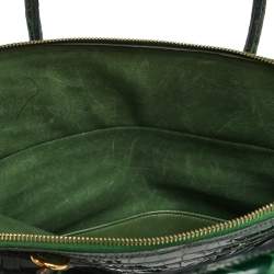 Pre Owned Hermes Vert Fonce Crocodile Porosus Gold Plated Bolide 35 Bag