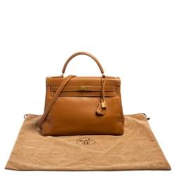 Pre Owned Hermes Natural Sable Vache Leather Gold Plated Kelly Retourne 32 Bag