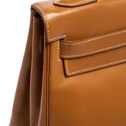 Pre Owned Hermes Natural Sable Vache Leather Gold Plated Kelly Retourne 32 Bag