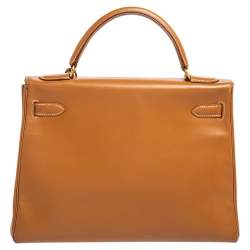 Pre Owned Hermes Natural Sable Vache Leather Gold Plated Kelly Retourne 32 Bag