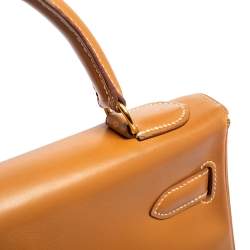 Pre Owned Hermes Natural Sable Vache Leather Gold Plated Kelly Retourne 32 Bag