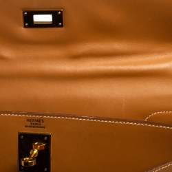 Pre Owned Hermes Natural Sable Vache Leather Gold Plated Kelly Retourne 32 Bag