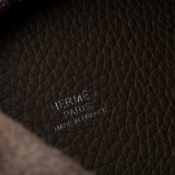 Pre Owned Hermes Etoupe Clemence Leather Picotin Lock PM Bag