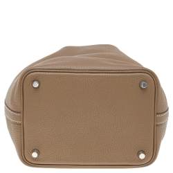 Pre Owned Hermes Etoupe Clemence Leather Picotin Lock PM Bag