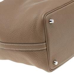 Pre Owned Hermes Etoupe Clemence Leather Picotin Lock PM Bag