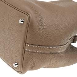 Pre Owned Hermes Etoupe Clemence Leather Picotin Lock PM Bag