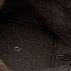 Pre Owned Hermes Etoupe Clemence Leather Picotin Lock PM Bag