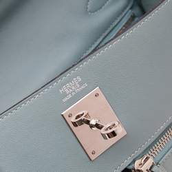 Hermes Ciel Swift Leather Palladium Plated Kelly Lakis 32 Bag
