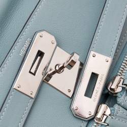 Hermes Ciel Swift Leather Palladium Plated Kelly Lakis 32 Bag