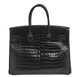 Hermes Black Crocodile Gold Plated Birkin 35 Bag