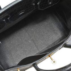 Hermes Black Crocodile Gold Plated Birkin 35 Bag