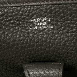 Pre Owned Hermes Vert Olive Togo Leather Palladium Plated Evelyne III GM Bag