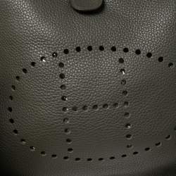 Pre Owned Hermes Vert Olive Togo Leather Palladium Plated Evelyne III GM Bag