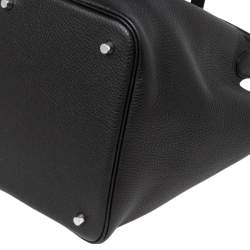 Pre Owned Hermes Black Taurillon Clemence Leather Picotin Lock Tressage MM Bag