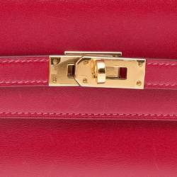 Hermes Rouge Vif Tadelakt Leather Kelly Depliant Medium Wallet