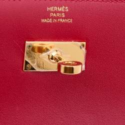 Hermes Rouge Vif Tadelakt Leather Kelly Depliant Medium Wallet