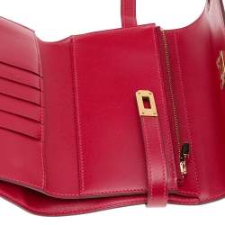 Hermes Rouge Vif Tadelakt Leather Kelly Depliant Medium Wallet
