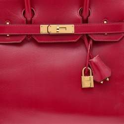 Hermes Rouge Vif Tadelakt Leather Gold Finished Birkin 30 Bag
