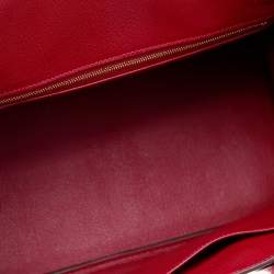 Hermes Rouge Vif Tadelakt Leather Gold Finished Birkin 30 Bag