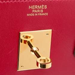 Hermes Rouge Vif Tadelakt Leather Gold Finished Birkin 30 Bag