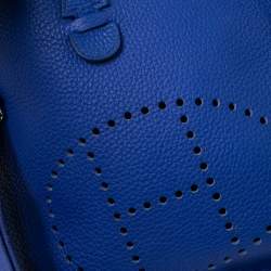 Pre Owned Hermes Blue Electric Togo Leather Evelyne III PM Bag