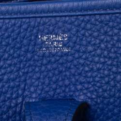 Pre Owned Hermes Blue Electric Togo Leather Evelyne III PM Bag