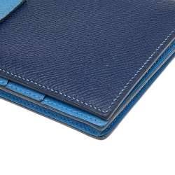 Pre Owned Hermés Blue Saphir Epsom Leather Bearn Gusset Wallet