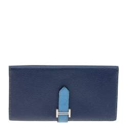 Pre Owned Hermés Blue Saphir Epsom Leather Bearn Gusset Wallet