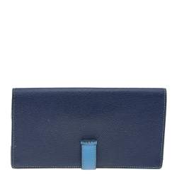 Pre Owned Hermés Blue Saphir Epsom Leather Bearn Gusset Wallet