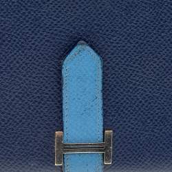 Pre Owned Hermés Blue Saphir Epsom Leather Bearn Gusset Wallet