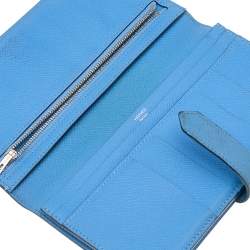 Pre Owned Hermés Blue Saphir Epsom Leather Bearn Gusset Wallet
