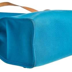 Pre Owned Hermes Bleu Izmir/Natural Canvas And Leather Herbag Zip 31 Bag