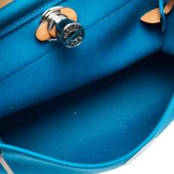 Pre Owned Hermes Bleu Izmir/Natural Canvas And Leather Herbag Zip 31 Bag