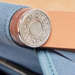 Pre Owned Hermes Bleu Tempete/Natural Canvas Cabag PM Tote Bag