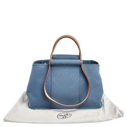 Pre Owned Hermes Bleu Tempete/Natural Canvas Cabag PM Tote Bag