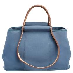 Pre Owned Hermes Bleu Tempete/Natural Canvas Cabag PM Tote Bag
