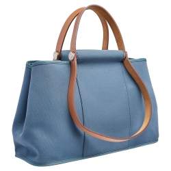 Pre Owned Hermes Bleu Tempete/Natural Canvas Cabag PM Tote Bag