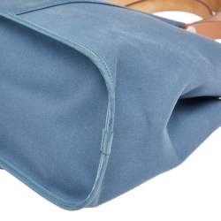 Pre Owned Hermes Bleu Tempete/Natural Canvas Cabag PM Tote Bag