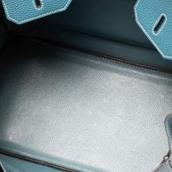 Hermes Bleu Jean Fjord Leather Birkin 35 Bag