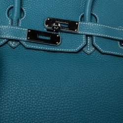Hermes Bleu Jean Fjord Leather Birkin 35 Bag